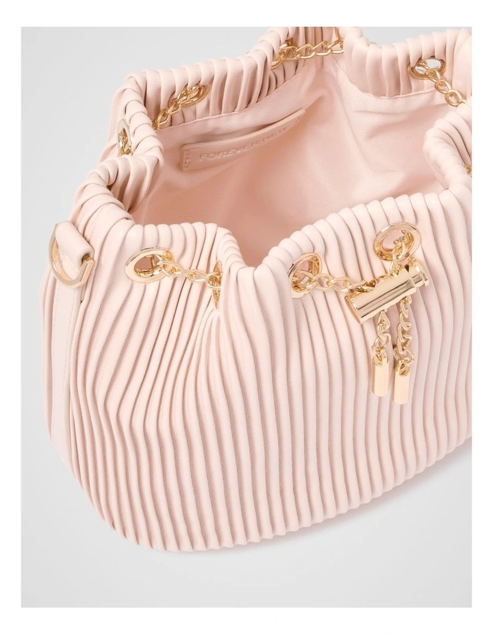 Dahlia Drawstring Pleat Bucket Bag in Pink image 3