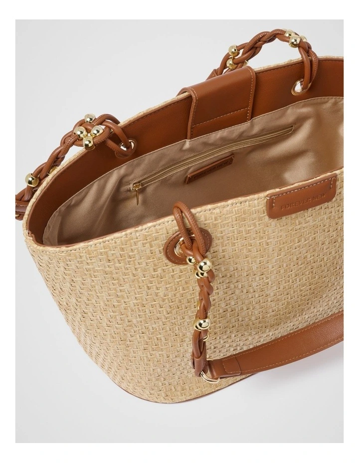 Aria Weave Tote Bag in Cream image 3
