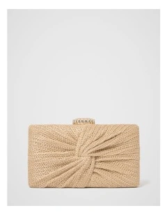 Tori Twist Weave Hardcase Clutch in Cream