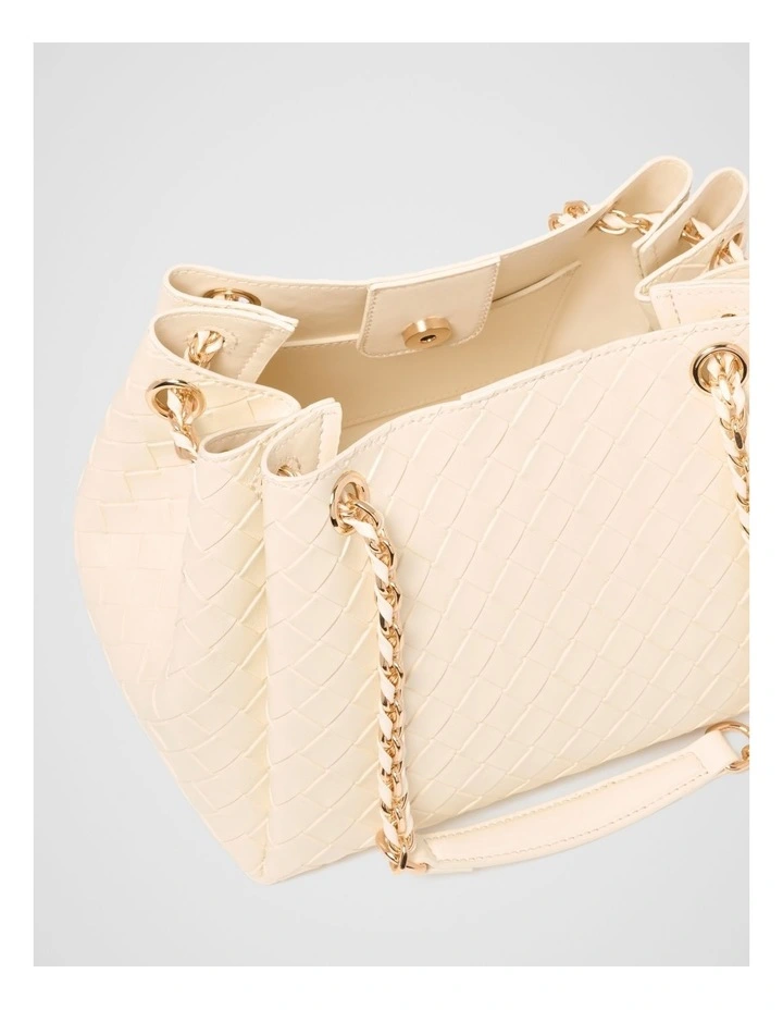 Elina Woven Chain Bag in Cream image 3