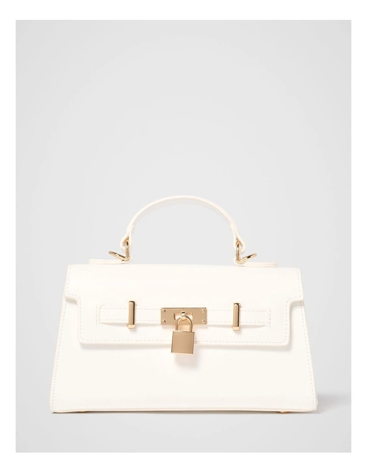 Liana Lock Detail Top Handle Bag in White image 1