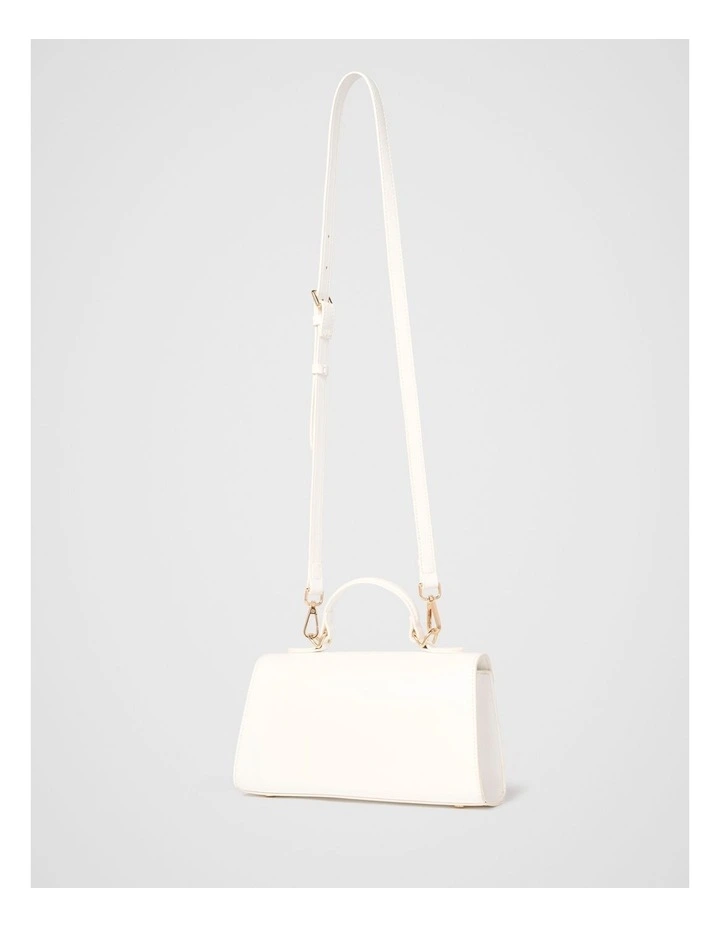 Liana Lock Detail Top Handle Bag in White image 2