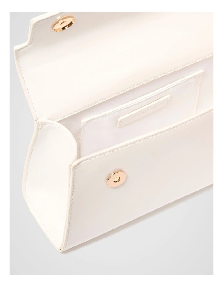 Liana Lock Detail Top Handle Bag in White image 3