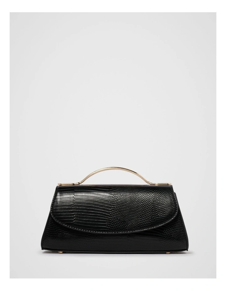 Noelle Small Metal Top Handle Bag in Black image 1