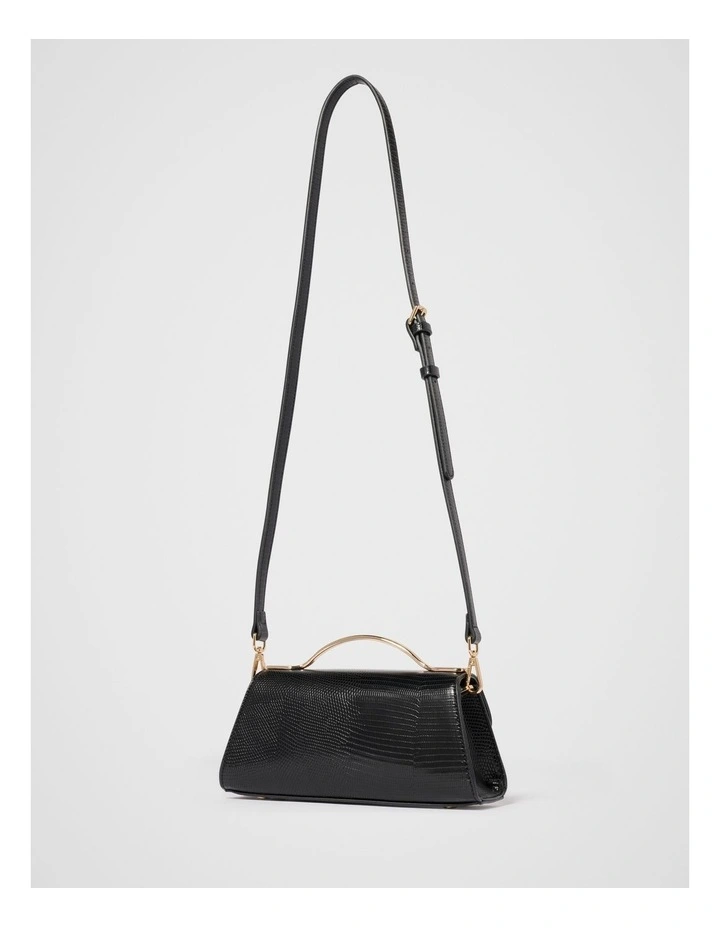 Noelle Small Metal Top Handle Bag in Black image 2