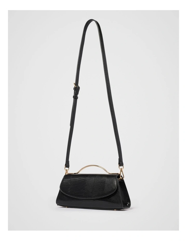 Noelle Small Metal Top Handle Bag in Black image 4