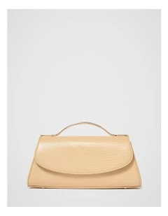 Noelle Small Metal Top Handle Bag in Cream