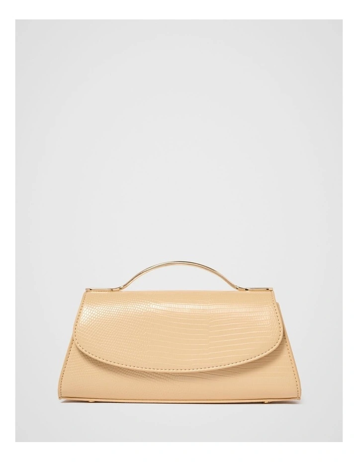 Noelle Small Metal Top Handle Bag in Cream image 1