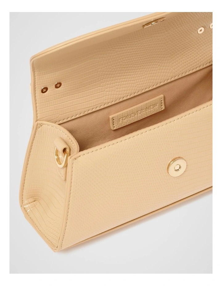 Noelle Small Metal Top Handle Bag in Cream image 3