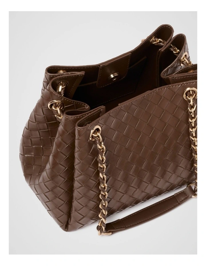 Elina Woven Chain Bag in Brown image 3