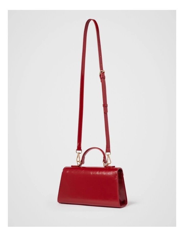 Liana Lock Detail Top Handle Bag in Red image 2