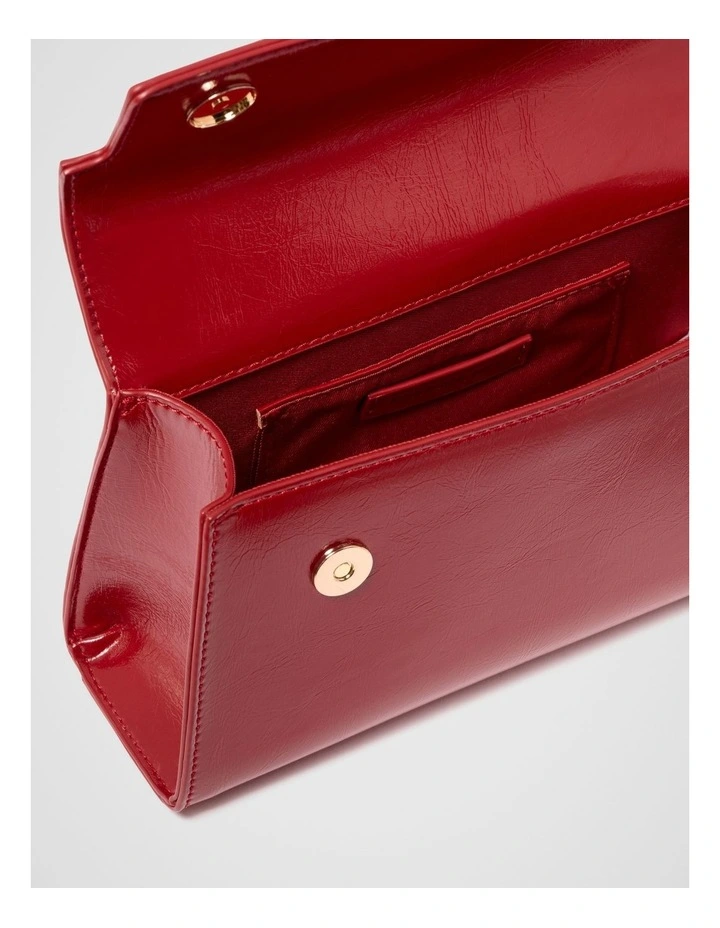 Liana Lock Detail Top Handle Bag in Red image 3