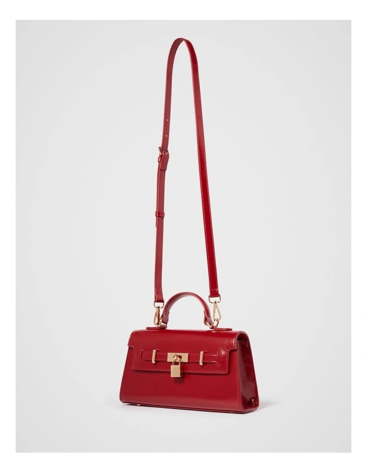 Liana Lock Detail Top Handle Bag in Red image 4