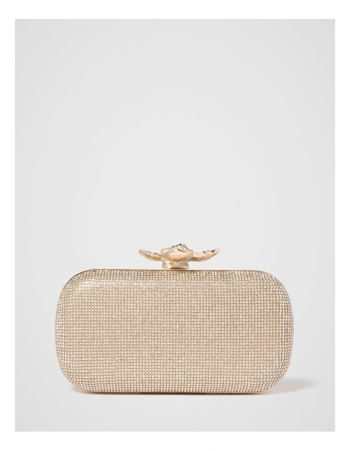 Callie Flower Clasp Jewel Hardcase Clutch in Gold image 1
