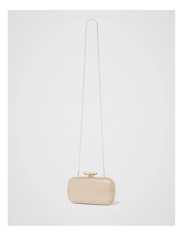 Callie Flower Clasp Jewel Hardcase Clutch in Gold image 2