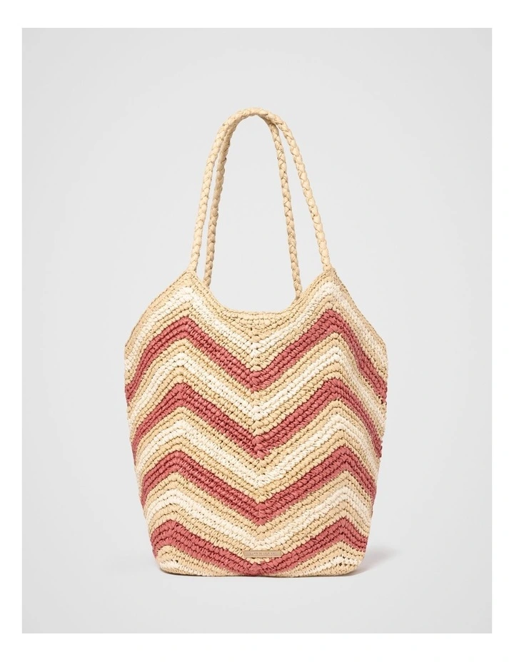 Keira Chevron Weave Tote Bag in Multi image 1