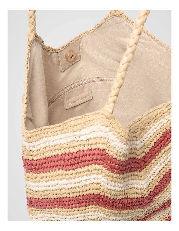 Keira Chevron Weave Tote Bag in Multi image 3