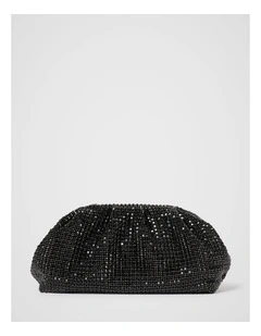 Ariel Soft Shiny Clutch in Black