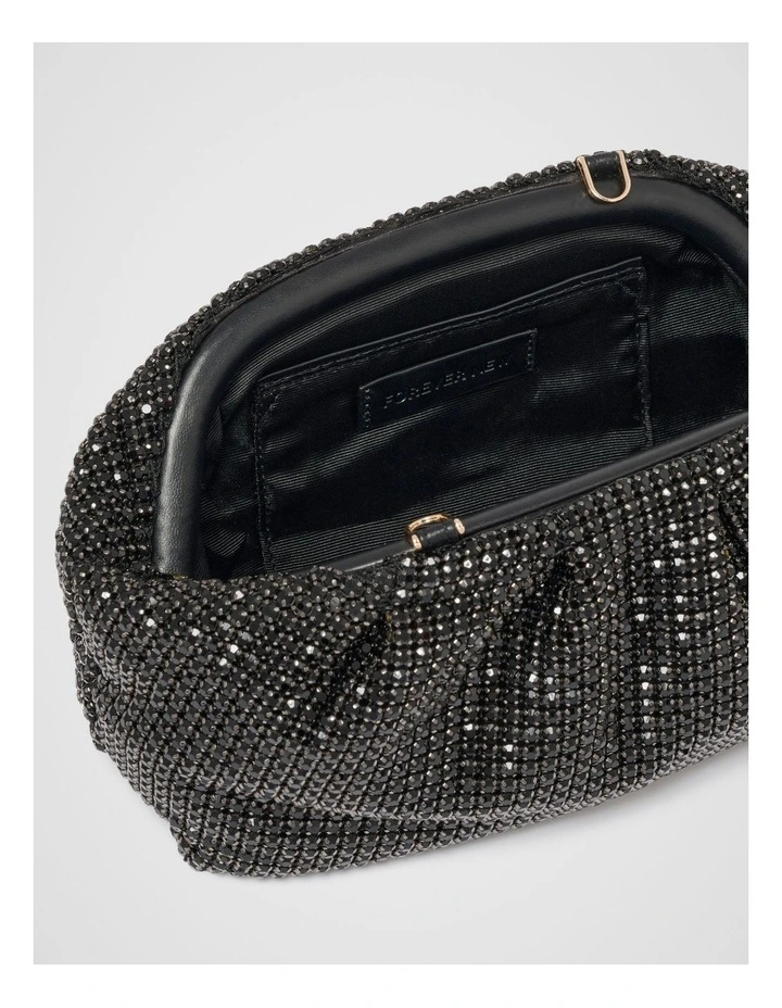 Ariel Soft Shiny Clutch in Black image 2