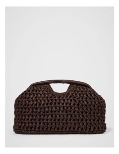 Shara Weave Frame Clutch Bag in Brown