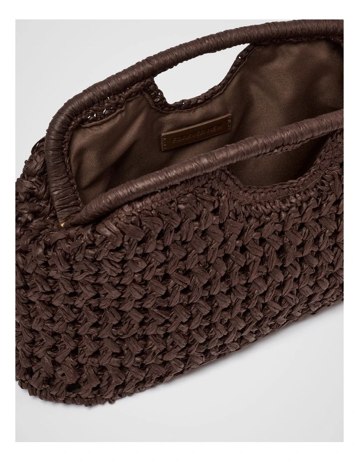 Shara Weave Frame Clutch Bag in Brown image 3