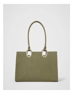 Sammi Oval Hardware Shoulder Tote Bag in Green