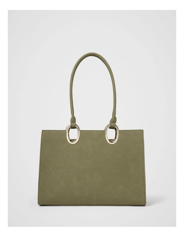 Sammi Oval Hardware Shoulder Tote Bag in Green image 1