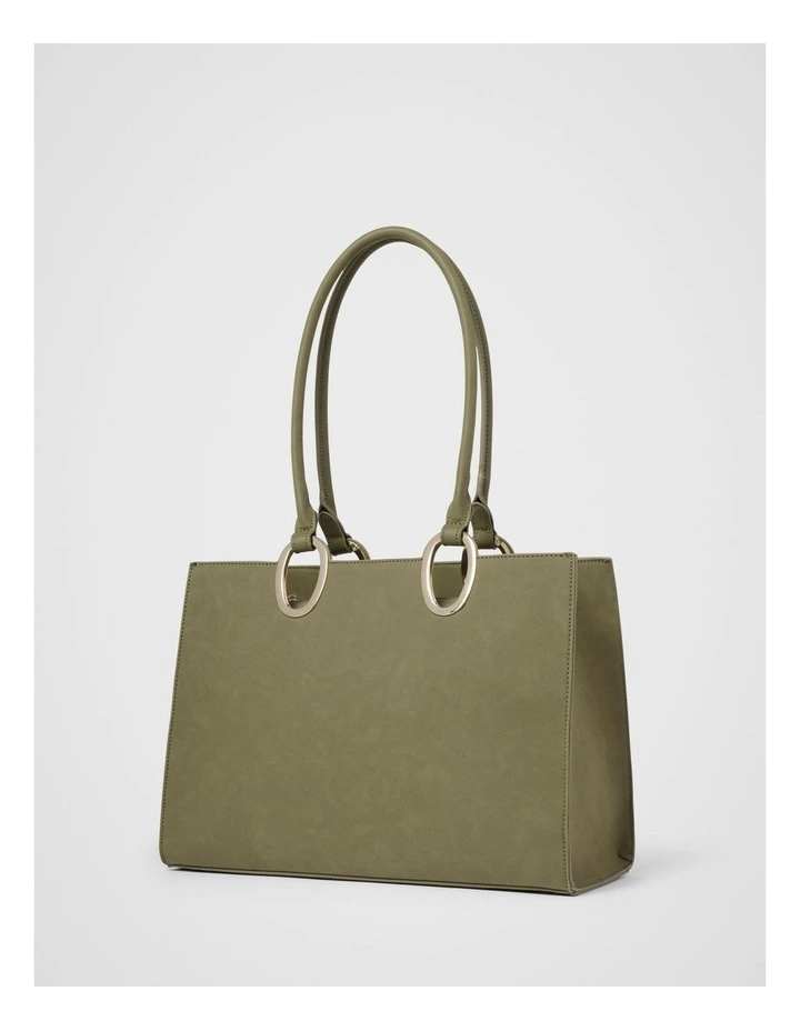 Sammi Oval Hardware Shoulder Tote Bag in Green image 2
