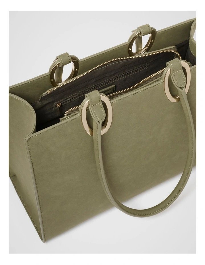 Sammi Oval Hardware Shoulder Tote Bag in Green image 3