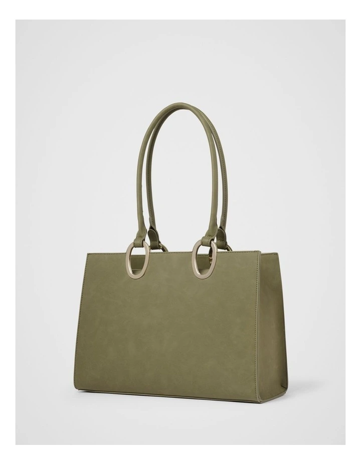 Sammi Oval Hardware Shoulder Tote Bag in Green image 4