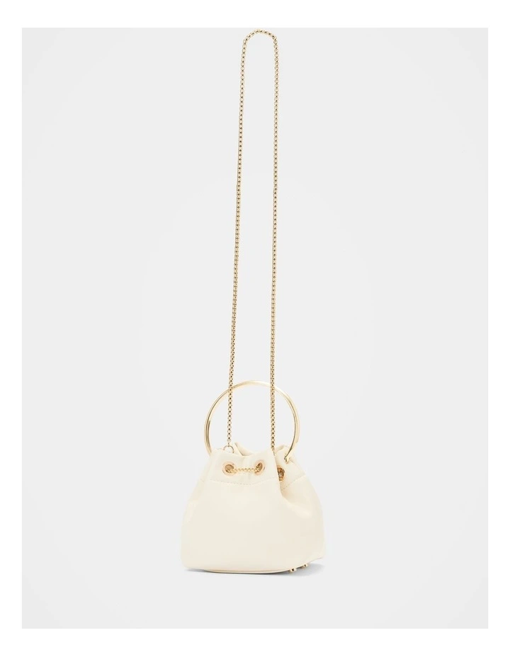 Havana Metal Handle Clutch Bag in White image 2