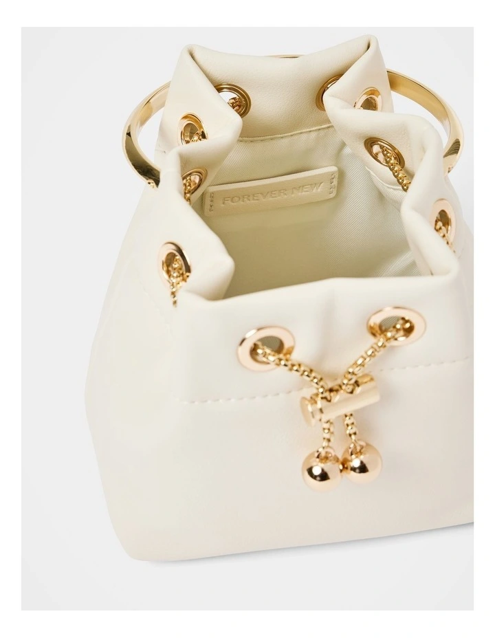 Havana Metal Handle Clutch Bag in White image 3