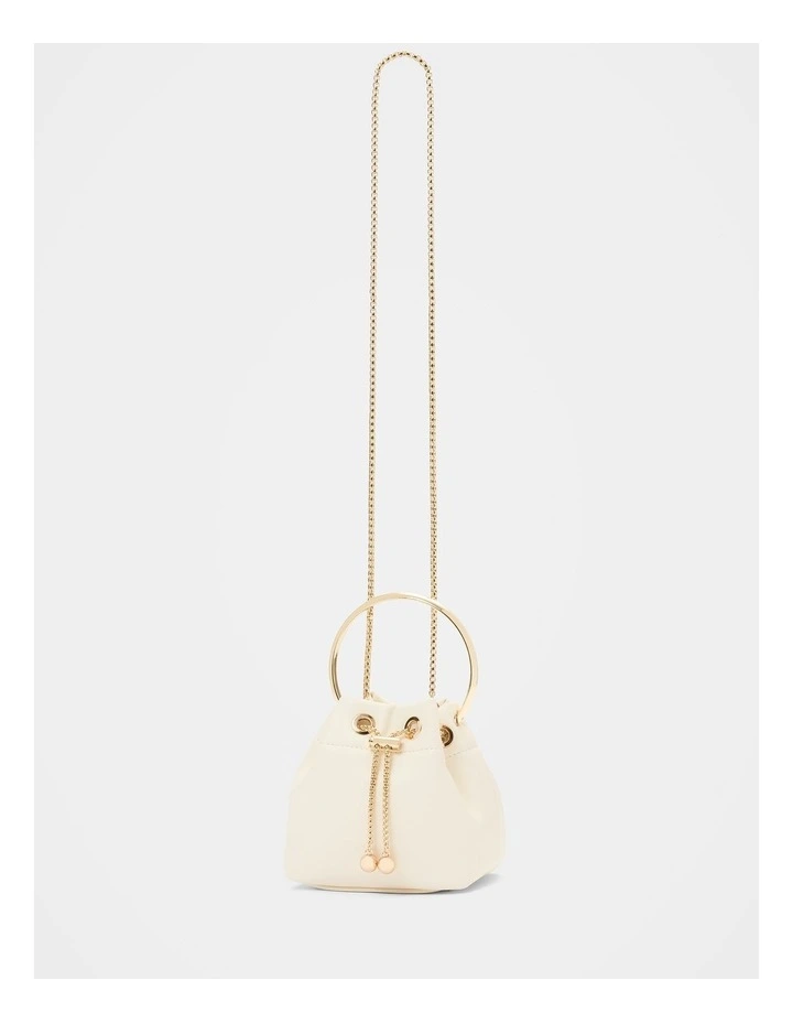 Havana Metal Handle Clutch Bag in White image 4