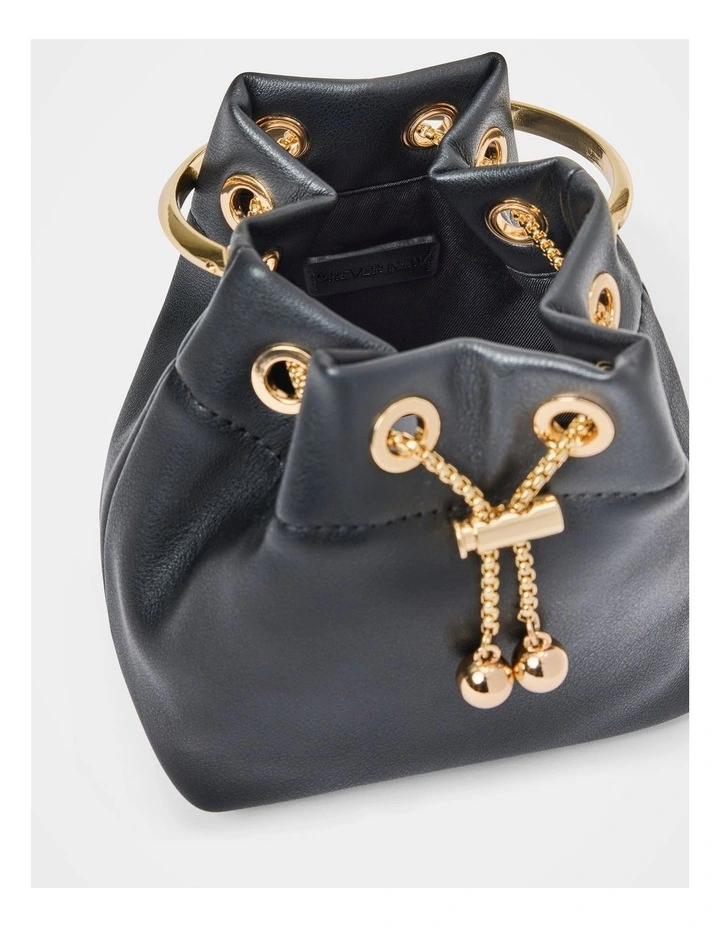 Havana Metal Handle Clutch Bag in Black image 3