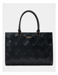 Lorelai Large Lattice Tote Bag in Black