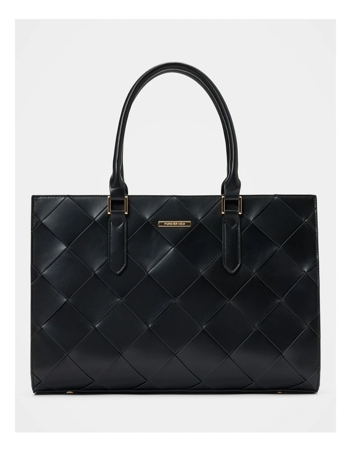 Lorelai Large Lattice Tote Bag in Black image 1