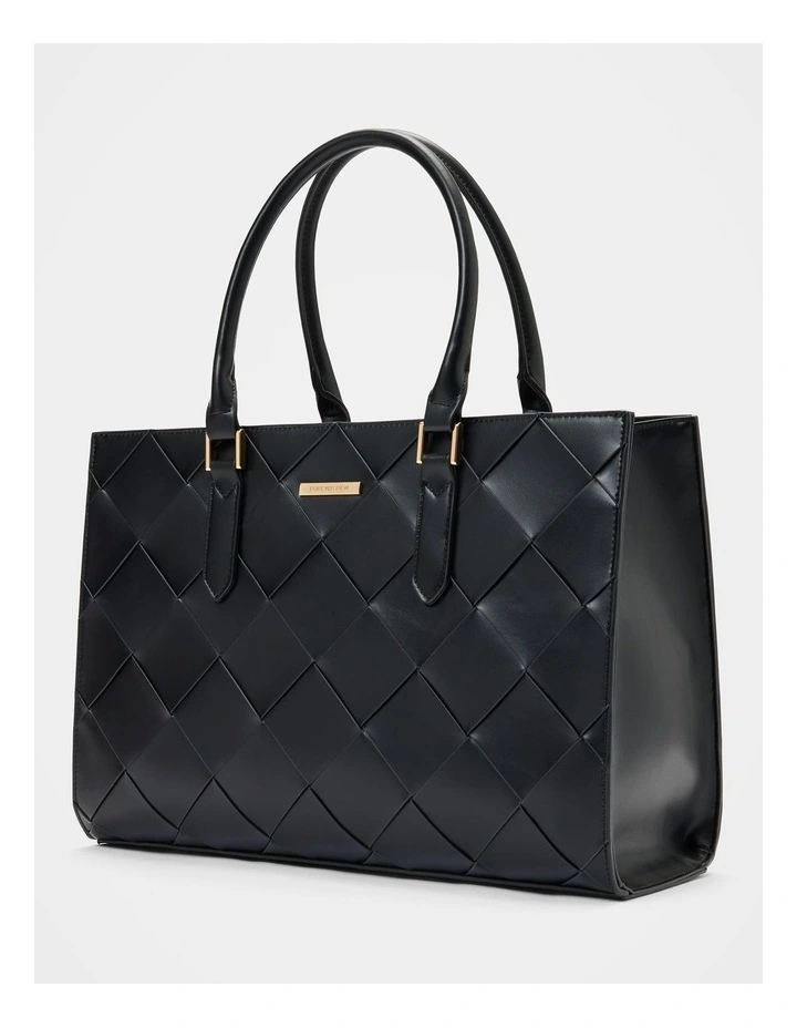 Lorelai Large Lattice Tote Bag in Black image 4