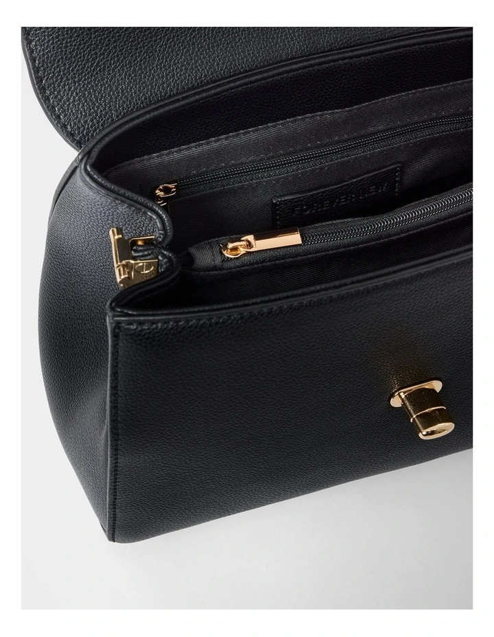 Andi Lock Top Handle Bag in Black image 3