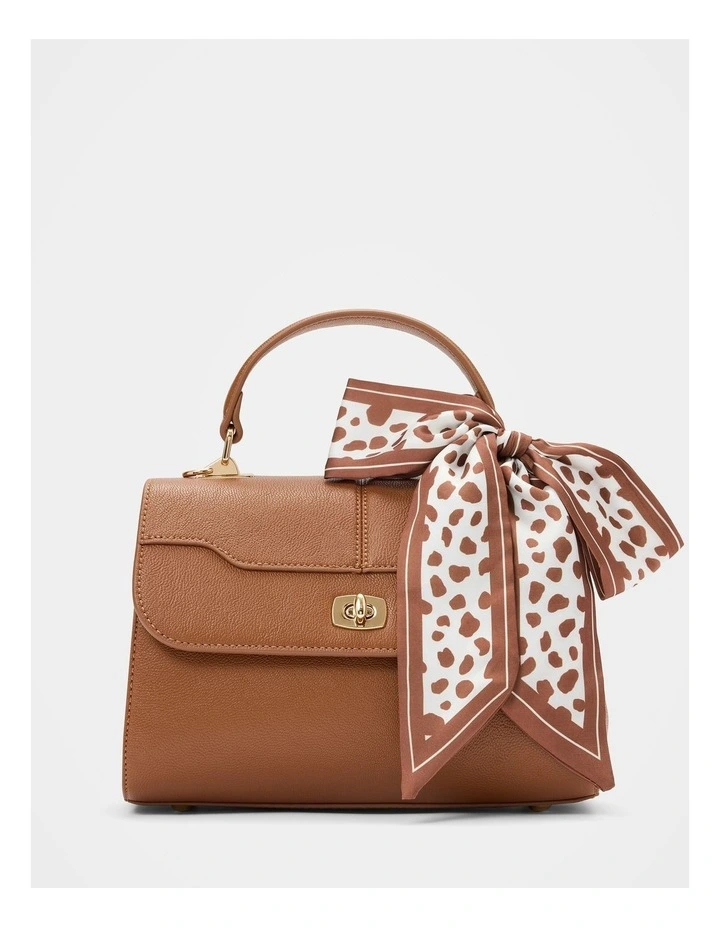 Andi Lock Top Handle Bag in Brown image 1