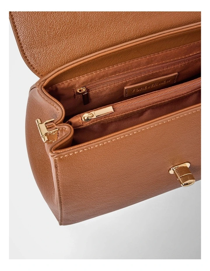 Andi Lock Top Handle Bag in Brown image 3
