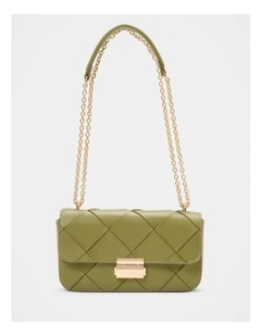 Lulu Lattice Chain Bag in Green