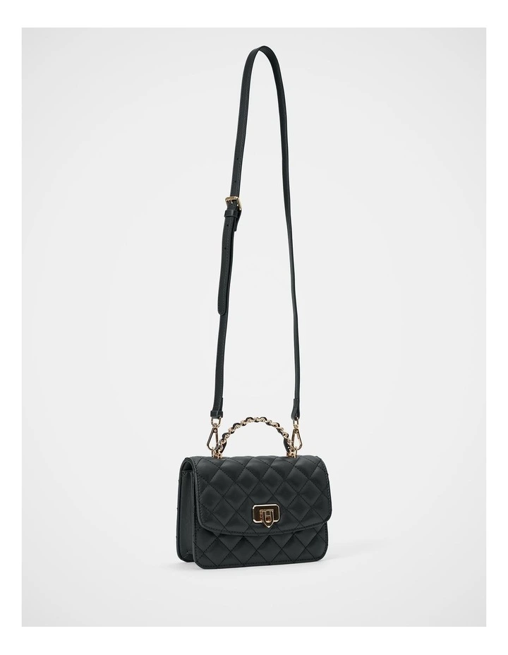 Azalea Quilt Metal Top Handle Bag in Black image 2