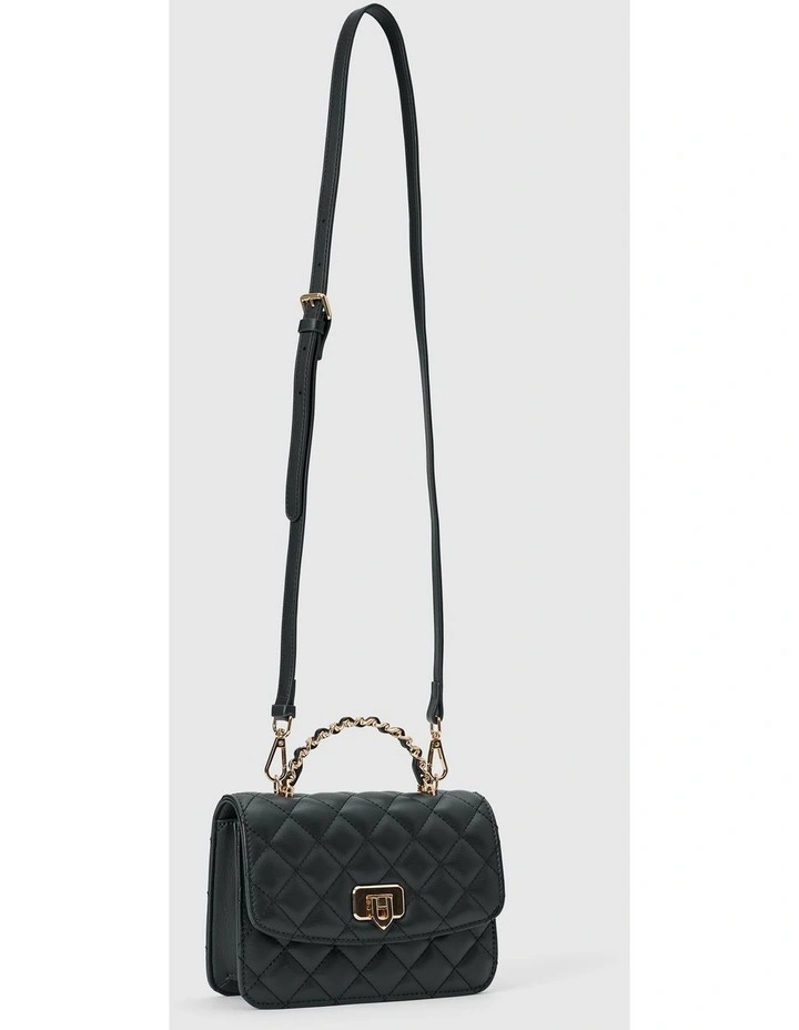 Azalea Quilt Metal Top Handle Bag in Black image 3
