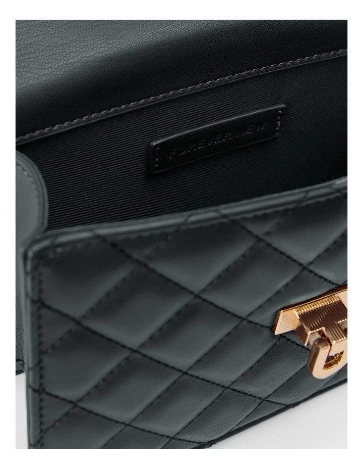 Azalea Quilt Metal Top Handle Bag in Black image 4