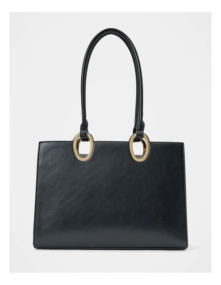 Sammi Oval Hardware Shoulder Tote Bag in Black image 1