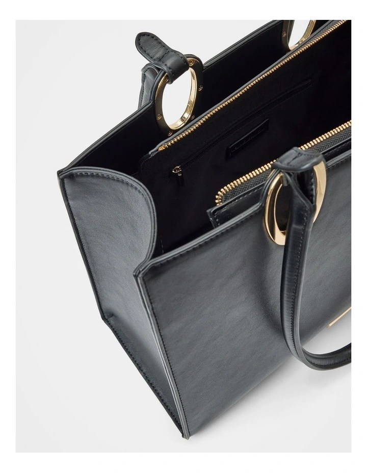 Sammi Oval Hardware Shoulder Tote Bag in Black image 2