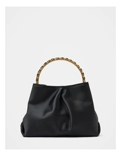 Juniper Jewel Handle Soft Clutch Bag in Black