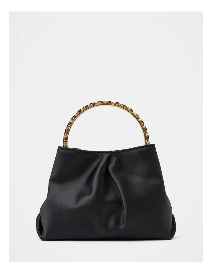 Juniper Jewel Handle Soft Clutch Bag in Black image 1