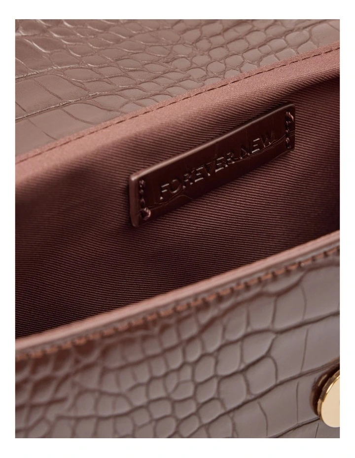 Mckenna Metal Clasp Shoulder Bag in Chocolate image 2