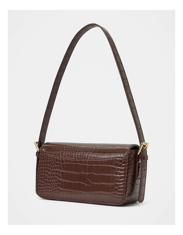 Mckenna Metal Clasp Shoulder Bag in Chocolate image 4